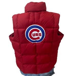 Chicago Cubs Puffer Vest LARGE Baseball Unique Tailgate Quilted Fulll Zip